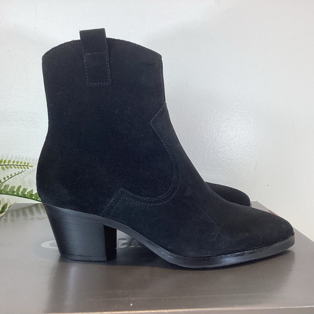 LA CANADIENNE PEPPER SUEDE LEATHER POINTY TOE ANKLE BOOTS BLACK NWT SZ 6.5